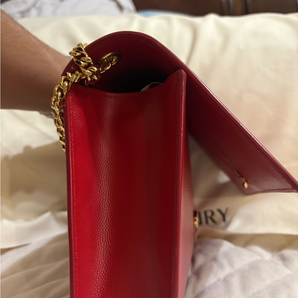 Yves Saint Laurent Red Clutch with Gold Chain - Picture 8 of 12